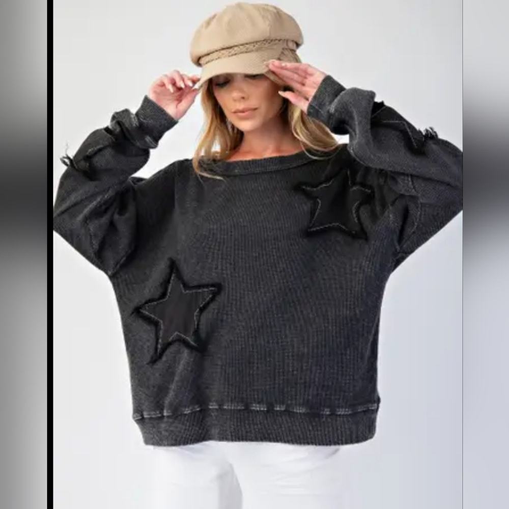 Easel Star Patch Washed Terry Pullover - Small - image 1